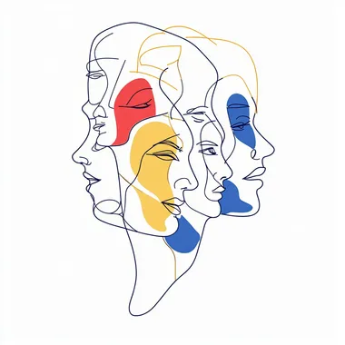 Abstract Faces Illustration of Diverse Personas in Urban Living Abstract Faces Illustration of Diverse Personas in Urban Living