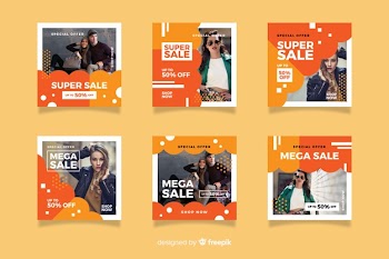 Abstract fashion sale instagram post collection Free Vector