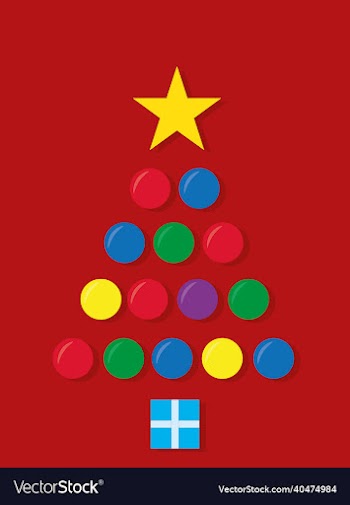 abstract fir tree from fir toys star and gift box
