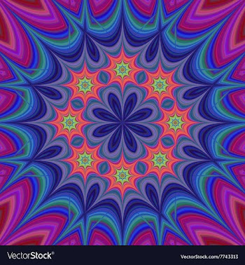 Abstract floral fractal kaleidoscope background vector image