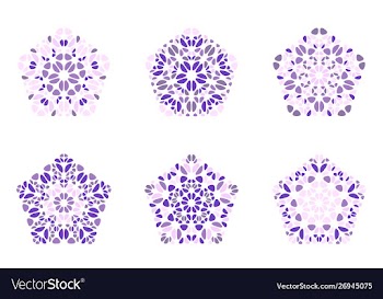 Abstract floral mosaic pentagon symbol template vector image