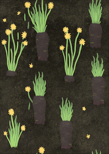 Abstract Floral Pattern with Dandelions