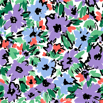 Abstract Floral Pattern with Hand-Drawn Flowers