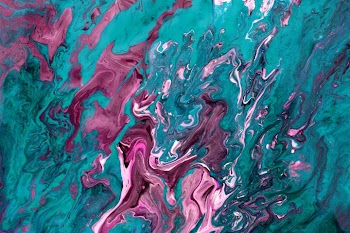 Abstract Fluid Art in Teal and Magenta