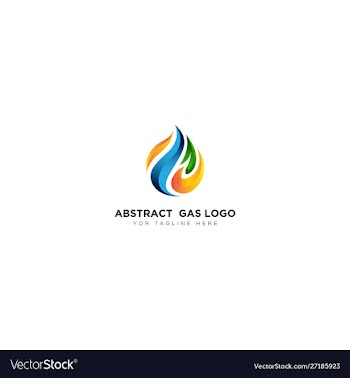 Abstract gas logo design with leaf and flame vector image