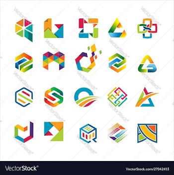 Abstract geometric colorful business logo icon set vector image
