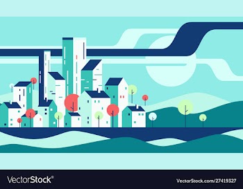 Abstract geometric flat style cityscape vector image