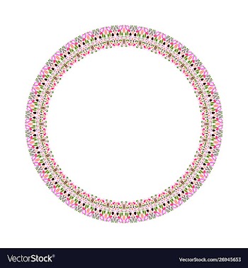 Abstract geometrical floral wreath - circular vector image