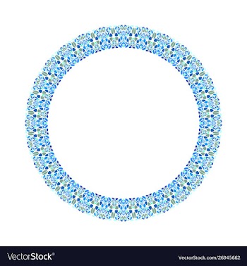 Abstract geometrical floral wreath - circular vector image