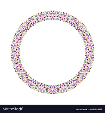 Abstract geometrical gravel mosaic round frame vector image
