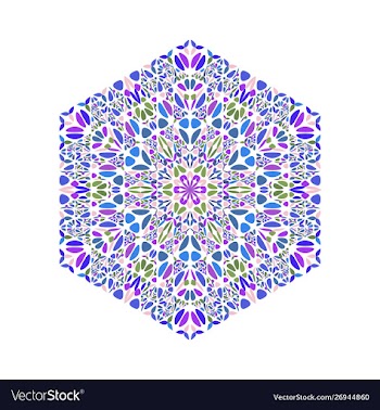 Abstract geometrical ornate floral mosaic hexagon vector image