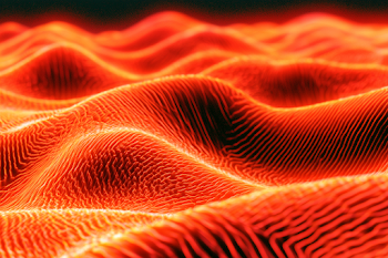 Abstract Glowing Landscape of Wave-Like Dunes