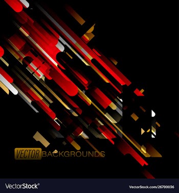 Abstract gold and red colors shapes on a black vector image