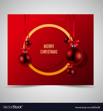 abstract golden frame with red christmas balls