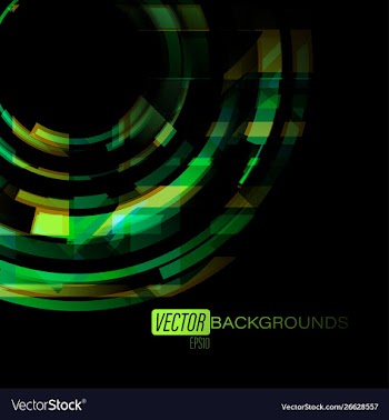 Abstract green colors circles on a black vector image