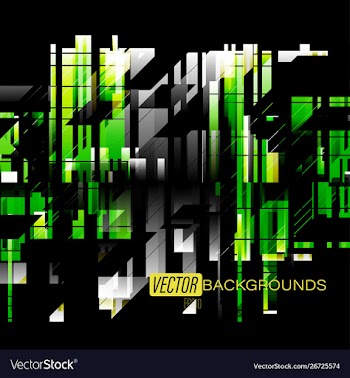Abstract green shapes colors on a black vector image