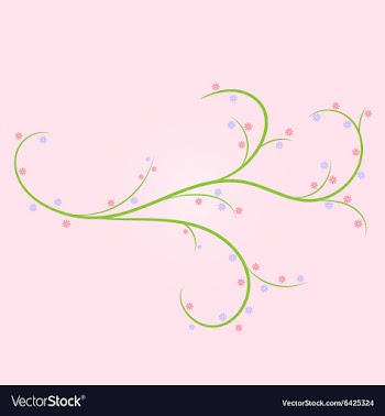 Abstract green twig with flowers vector image