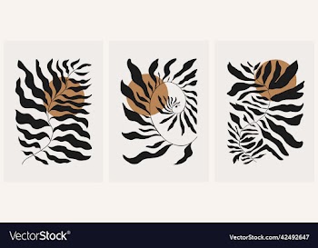 abstract groovy floral posters modern trendy
