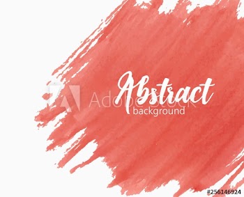 Abstract hand painted watercolor background with paint mark, blot, stain, smudge or smear of vivid red color