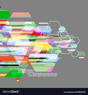 Abstract hexagon colors wallpaper on a gray vector image