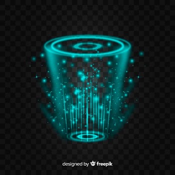 Abstract hologram portal on dark background Free Vector