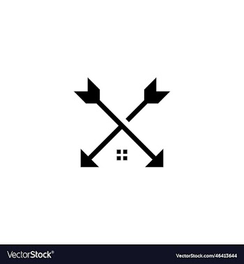 abstract home and arrow logo icon graphic