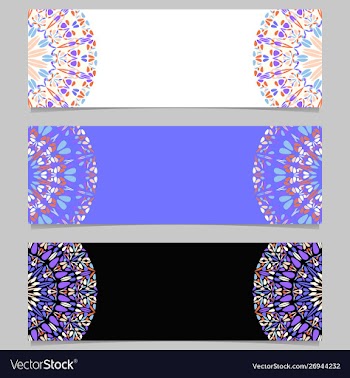 Abstract horizontal floral mandala banner vector image