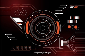 Abstract hud technology black background Free Vector