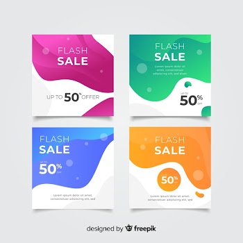 Abstract instagram sale post collection Free Vector