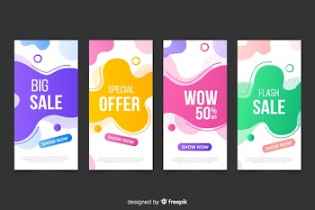 Abstract instagram sale story collection Free Vector