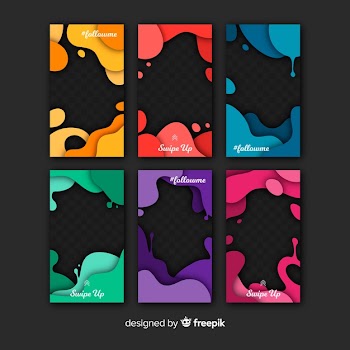 Abstract instagram stories template pack Free Vector