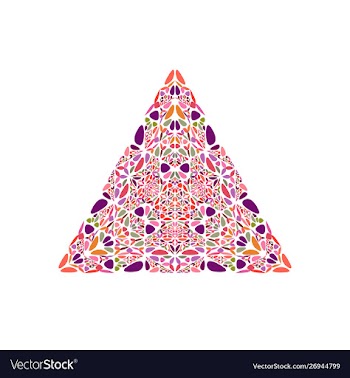 Abstract isolated floral mosaic triangle symbol vector image