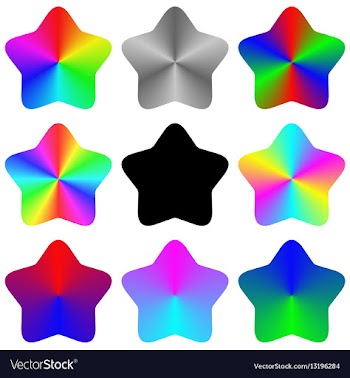 Abstract isolated gradient rainbow star set vector image