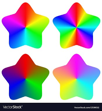 Abstract isolated gradient rainbow star set vector image
