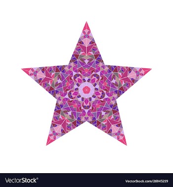 Abstract isolated tiled mosaic pentagram star vector image