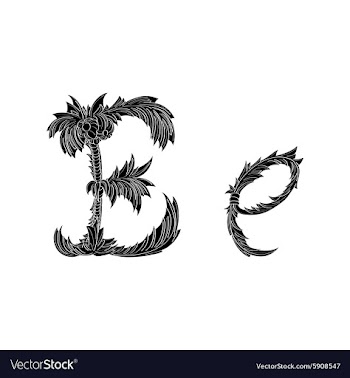 Abstract letter E logo icon black and white design vector image