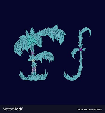Abstract letter F logo icon in Blue tropical vector image