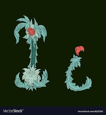 Abstract letter I logo icon in Blue tropical vector image
