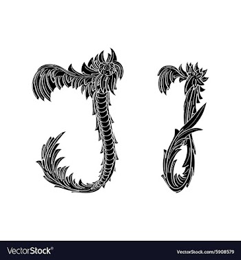 Abstract letter J logo icon black and white design vector image