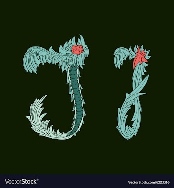 Abstract letter J logo icon in Blue tropical vector image