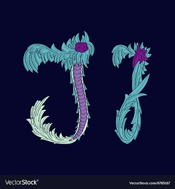 Abstract letter J logo icon in Blue tropical vector image