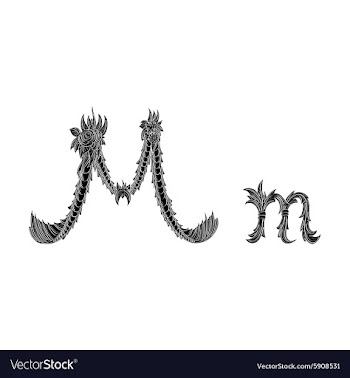 Abstract letter M logo icon black and white design vector image