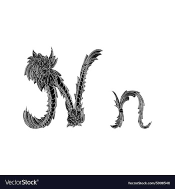 Abstract letter N logo icon black and white design vector image