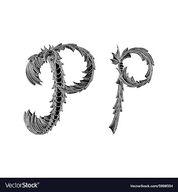 Abstract letter P logo icon black and white design vector image