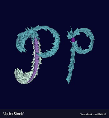 Abstract letter P logo icon in Blue tropical vector image