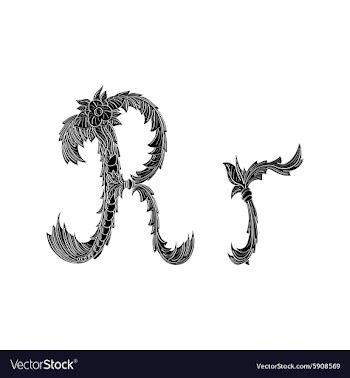 Abstract letter R logo icon black and white design vector image