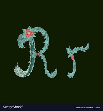 Abstract letter R logo icon in Blue tropical vector image