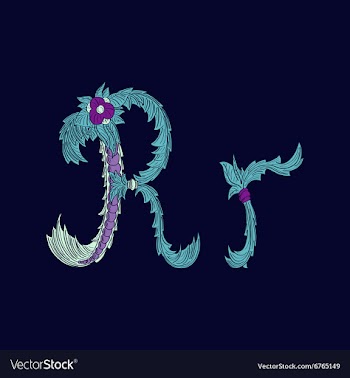 Abstract letter R logo icon in Blue tropical vector image
