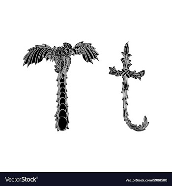 Abstract letter T logo icon black and white design vector image