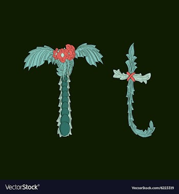 Abstract letter T logo icon in Blue tropical vector image